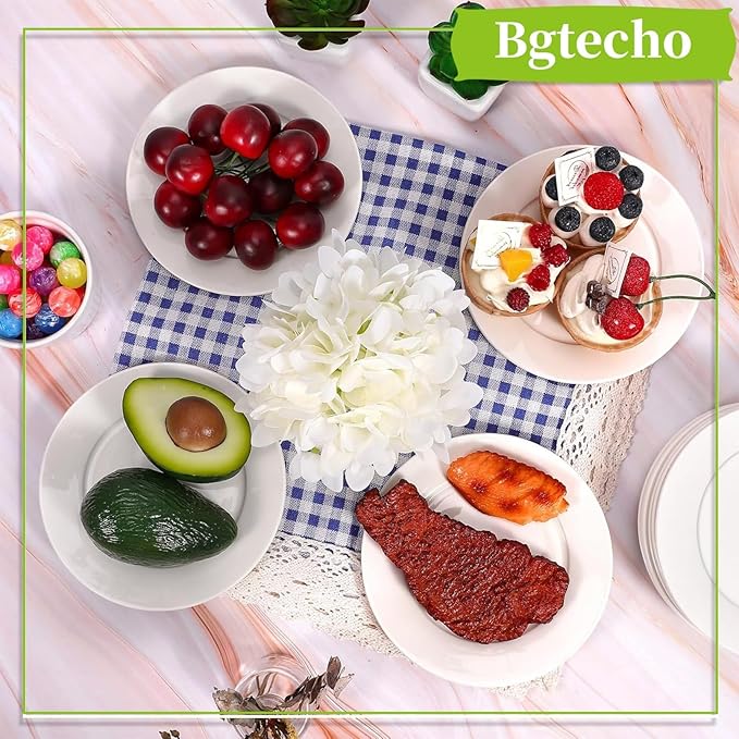 Ceramic Dessert Plates Set of 8, 6 Inch White Appetizer Plates, Round Small Plate for Cake Snacks, Porcelain Serving Plate for Appetizers, Microwave Oven and Dishwasher Safe (8 Pcs)