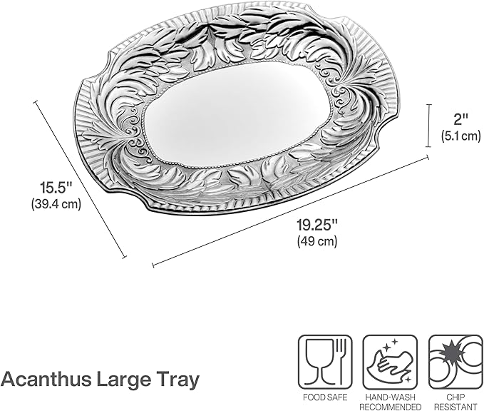 Wilton Armetale Acanthus Large Tray, 19.25 Inch, Silver