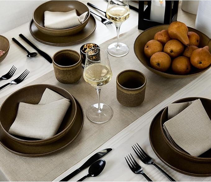 Solino Home Linen Natural Table Runner 120 Inches Long - 100% Pure Linen Dining Table Runner 14 x 120 Inch for Christmas, Holiday, New Year - Fete