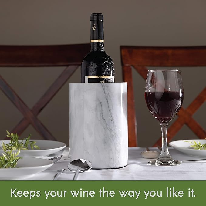 Homeries Marble Wine Chiller Bucket - Wine & Champagne Cooler for Parties, Dinner – Keep Wine & Beverages Cold, Wine Chillers for Bottles – Holds Any 750ml Bottle - Ideal Gift for Wine Enthusiasts