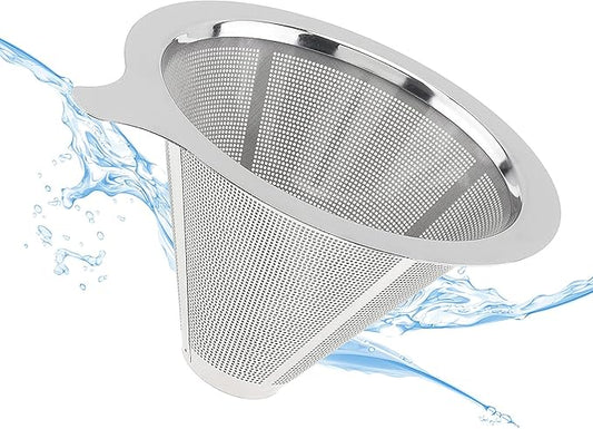 TQEONKL Pour Over Coffee Dripper,Paperless Reusable Coffee Filter,Metal Cone Reusable Single Cup Coffee Maker (2-4 cups)