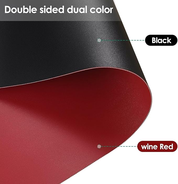 Table Top Protector for Dining Room Table - Can Be Used On Both Sides Waterproof and Easy to Clean Good Flatness Used for Dining Table(Black+Wine Red 44x84)