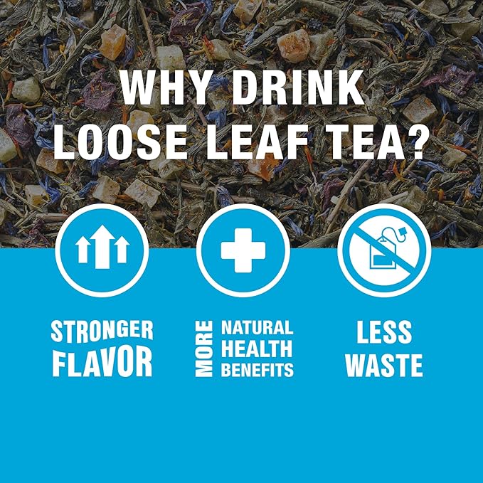Tiesta Tea - Pineapple Blues, Loose Leaf, Blueberry Pineapple Green Tea, Premium Tropical Blend, Medium Caffeinated, Brews Up to 200 Cups, 16oz Resealable Bulk Pouch