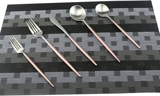 Flatware Set 18/10 Stainless Steel Matte Pink - Kitchen Utensil Serving Set of Dinner Fork Knife Spoons Salad Fork Dessert Spoon,5 Piece Set of 1, for Home Kitchen Restaurant Hotel (Pink)