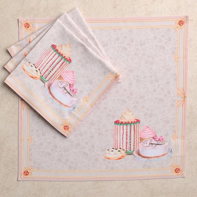 Maison d' Hermine Napkins 100% Combed Cotton Premium Set of 4 Decorative Cloth Napkin Washable Dinner Napkins for Holiday, Dinner, Wedding, Restaurant & Dining - Pastries (20”x20”)
