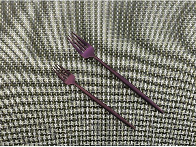 Flatware Set for 2, Luxury 10 Pieces Purple Plated Copper Color 18/10 Stainless Steel Silverware Flatware Sets Spoons Knives and Forks Set, Service for 2