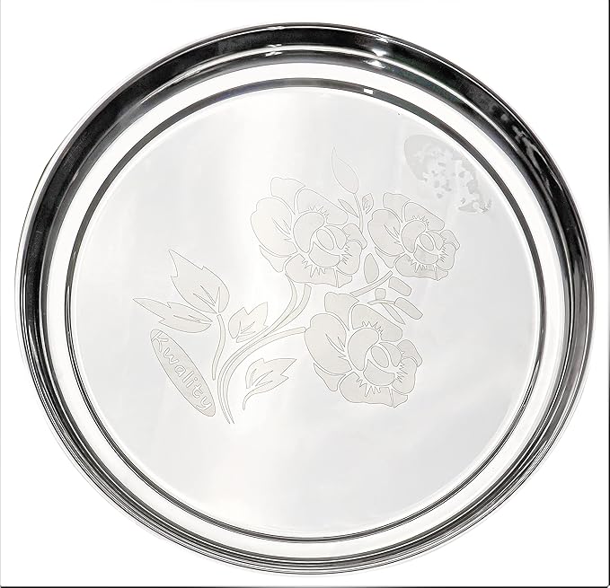 Stainless Steel Dinner Plates, Lunch Plate, Thali, Serving Tray, Round Shape Dinner Plates - Size 11" Dia, Wt. 350gm/12.34 oz