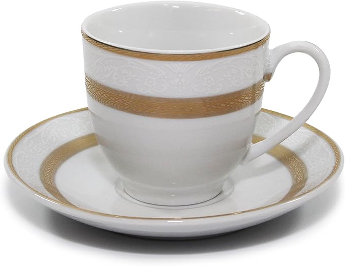 Royalty Porcelain "Queen" 20-Piece White & Gold Dinnerware Set, 24K Gold-Plated Fine Porcelain, Service for 4