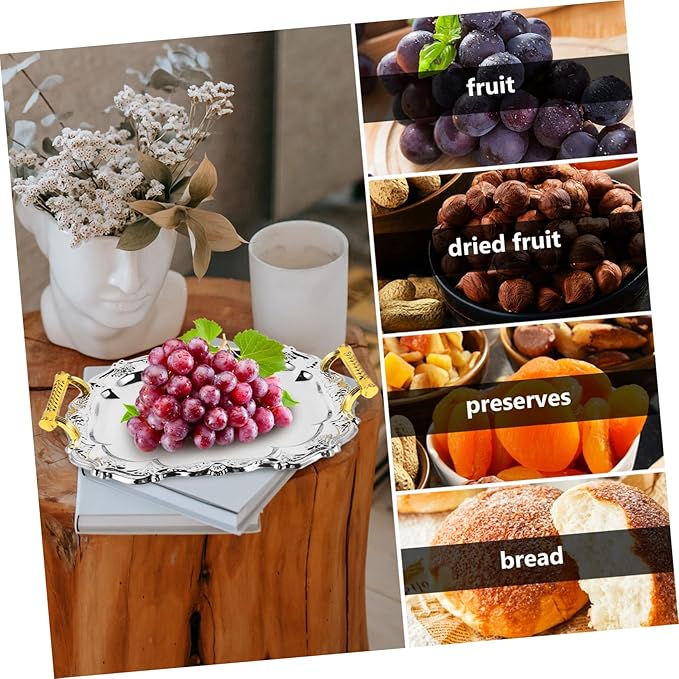 Cabilock Jewelry Tray Dishes Platters for Appetizer Fruits Serving Tray Versatile Serving Plate Antiquely Elegant