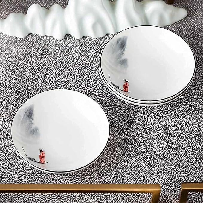 ☆Dinnerware Sets for 4/6/12,Black and White Plates Bowls Set,Chinese Dinner Set,Dish Set/Tableware Ancient Ink Painting Design-For Home,Kitchen Dinning,35 Pieces, size