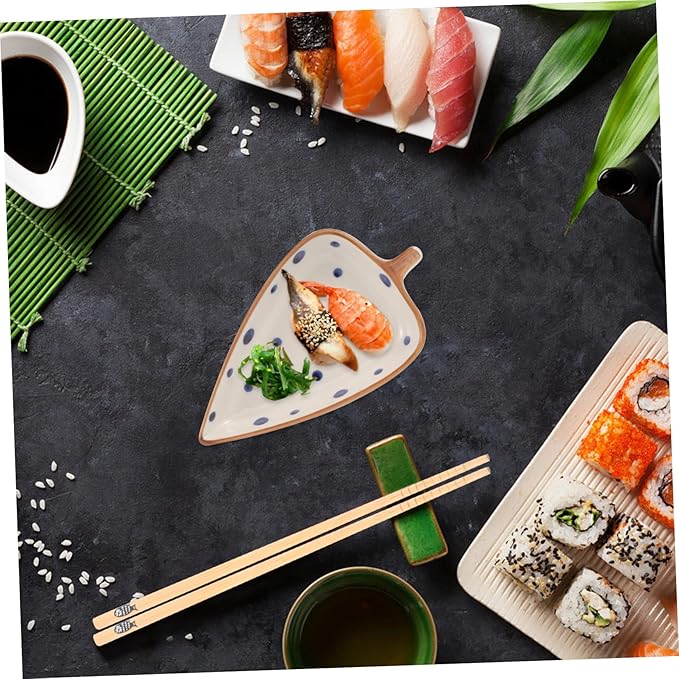 Alipis Ceramic Leaf-shaped Snack Plates Hand-painted Appetizer Dishes for Sauces Desserts Salads Multi-use Serving Tray for Home Restaurant Compact Decorative Food Dish