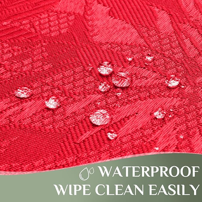 Rectangle Christmas Jacquard Table Cloth Waterproof Elegant Damask Floral Pattern Heavy Weight Wipeable Wrinkle Free Fabric Table Covers for Dinner or Daily Uses(Dark Red/60x144 Inch)