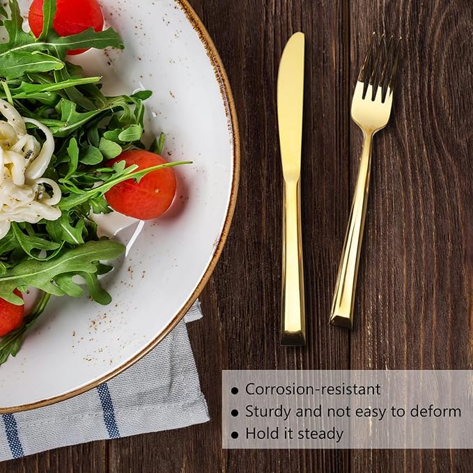 20-Piece Gold Silverware Set, Stainless Steel Cutlery Set, Handle Flatware Set, Modern Mirror| Dishwasher Safe| Service for 4