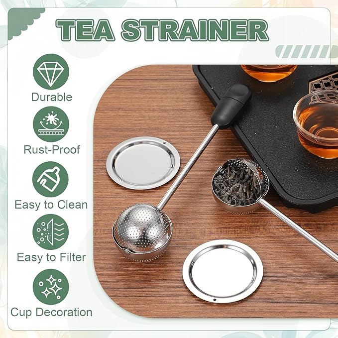 uxcell Tea Infuser for Loose Leaves, Stainless Steel Tea Infuser Filter with Round Plate, Twisting Handle Steeper Strainers for Cup and Teapot, Ball Shaped, Black
