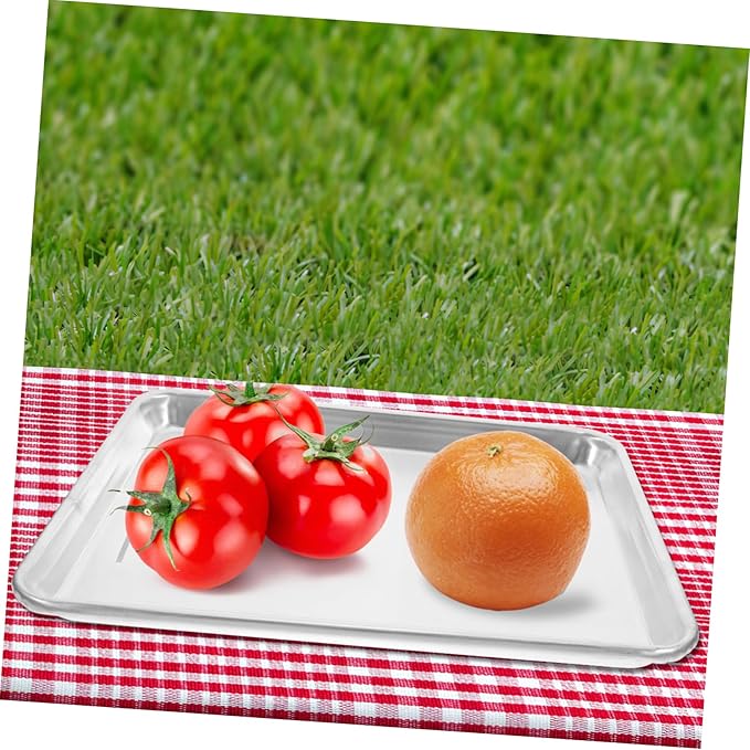 PRETYZOOM Stainless Steel Serving Tray Versatile Baking Pan Portable Dish for Family Dinners Parties Restaurant Use Easy to Clean Store Kitchen Essential