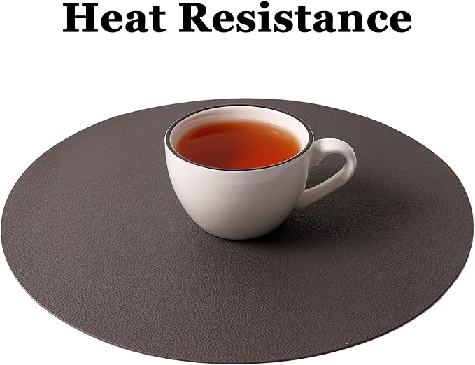 Wipeable Placemats and Coasters Leather Table Mats Waterproof Heat-Resistant Easy to Clean for Dining Table Set Kitchen Table Set of 4, Gary