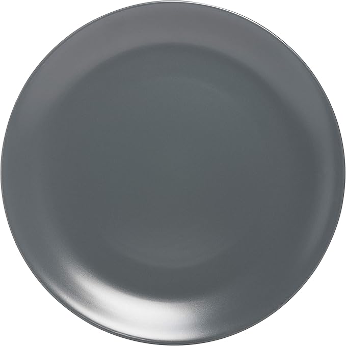 10 Strawberry Street Wazee Matte 10.5" Coupe Dinner Plate, Set of 6, Charcoal Gray
