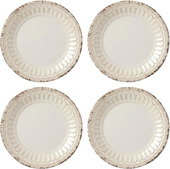 UP UPware Chateau Melamine Round Dessert Plates, Small Serving Plates, for Appetizer, Snacks, and Side Dishes, Sand, 6 Inch, Set of 4