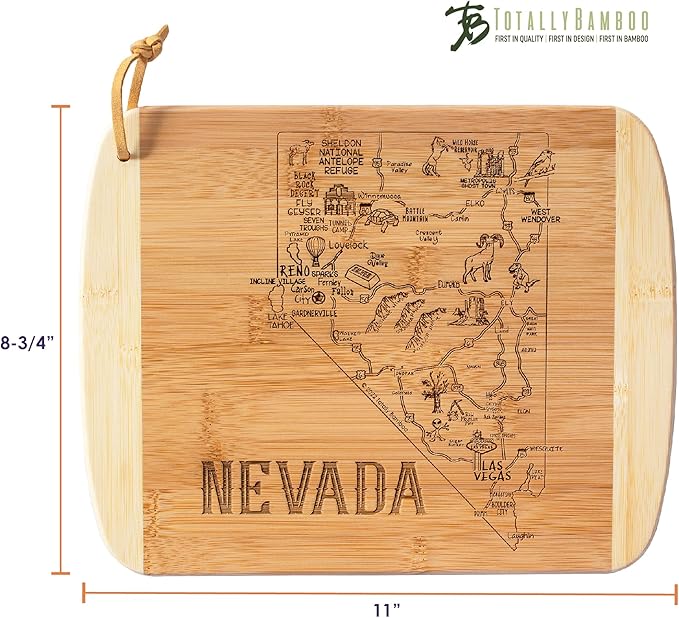 Totally Bamboo A Slice of Life Nevada State Serving and Cutting Board, 11" x 8.75"