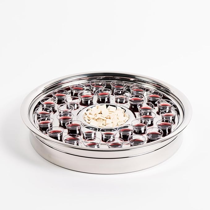 Broadman Church Supplies RemembranceWare Communion One Pass Tray & Disk, Silver