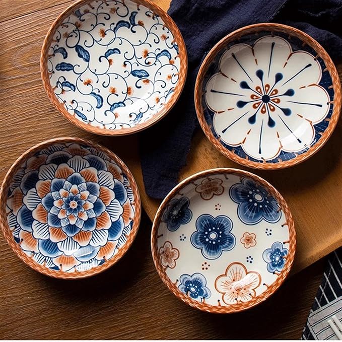 Appetizer Bowls Japanese Style Ceramic Dipping Bowls, Seasoning Dishes,Snack Plates, Applicability to Sushi, Soy Sauce, Dessert, Fruit and More. Salad Bowls (Color : B)