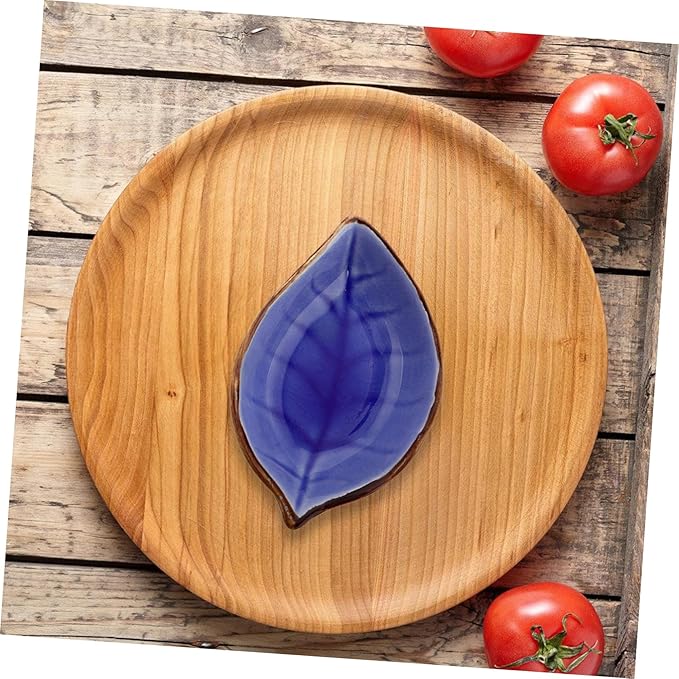 Cabilock 4pcs Cute Ceramic Plate Leaf Shape Small Sauce Dish Appetizer Plates Japenese Style Small Dessert Tiny Serve Bowl Kitchen Condiments