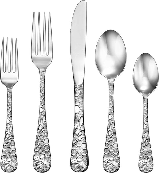 Liberty Tabletop Honey Bee 65pc Flatware Set Service For 12 Serving Set Included Silverware MADE IN USA 18/10