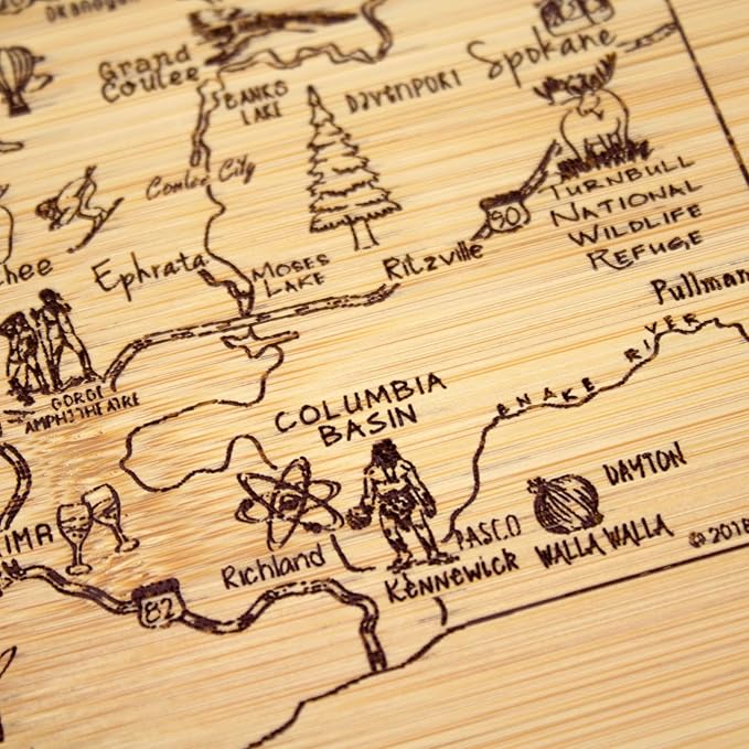 Totally Bamboo A Slice of Life Washington State Serving and Cutting Board, 11" x 8.75"
