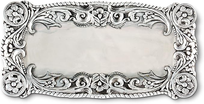 Arthur Court Western Pattern Concho Bread/Snack Serving Tray Parties Bar Dish - Cowboy/Cowgirl Silver Aluminum 6 inch x 12.25 inch