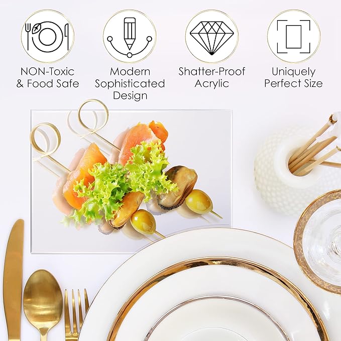 Clear Acrylic Dessert Plates, 24 Pack Elegant Appetizer Serving Platter Tray Plates for Food Display at Christmas, Thanksgiving, Wedding, Parties & Fine Dining Restaurant| 5 x 7 in. 1 MM thick