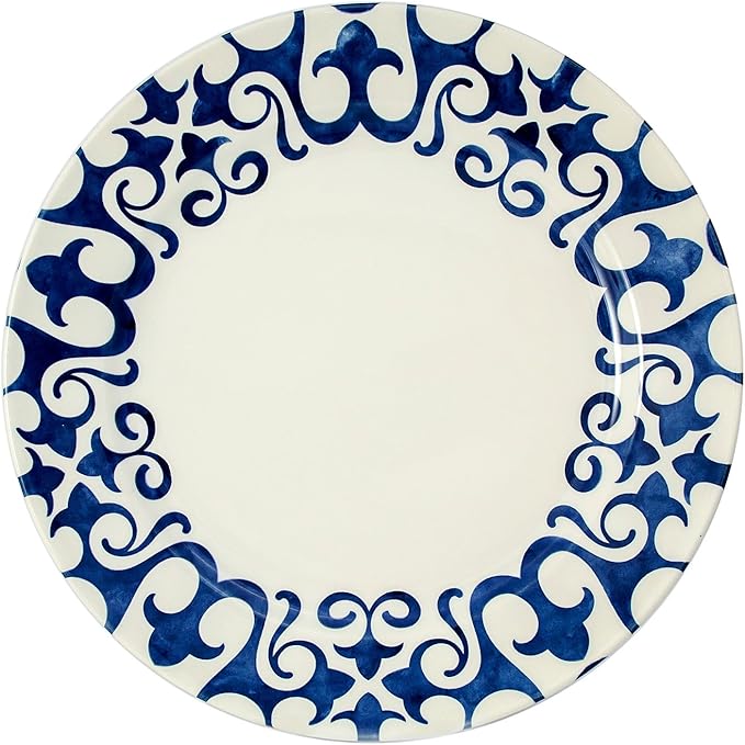 Tudor Royal Collection 24-Piece Premium Quality Round Porcelain Dinnerware Set, Service for 6 - HENNA BLUE, See 10 Designs Inside