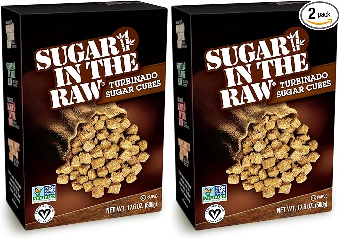 In The Raw Sugar Turbinado Cane Cubes | No Added Flavors | Natural Sweetener | Vegan | Pack of 2