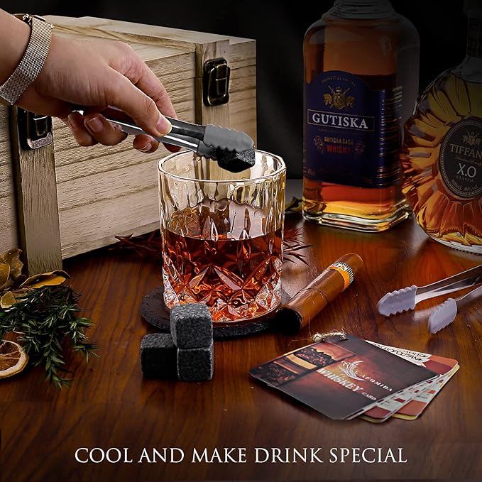 Whiskey Stones Set for Men Husband Dad Boyfriend Him for Birthday Wedding Anniversary Valentine's Day Drinking Gifts for Father's Day Housewarming, Special Present for Liquor Bourbon Scotch