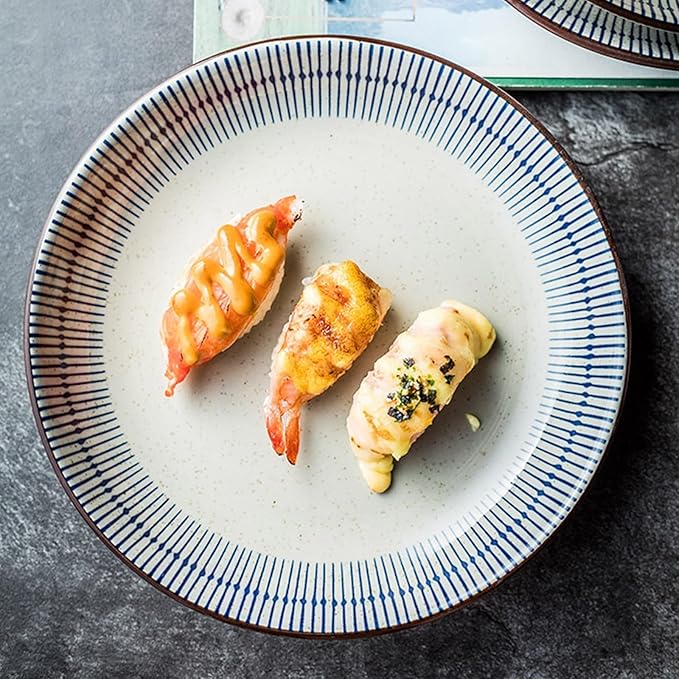 Kitchen Plates Ceramic Dinner Plate Home Personality Deep Plate Creative Round Dinner Plate for Home, Party, Restaurant 8 Inches Fruit Tray Restaurant Plates(7 inch)