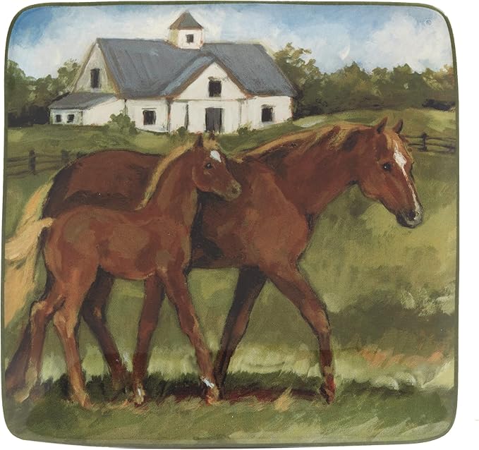 Certified International York Stables 6" Canape/Luncheon/Appetiser Plates, Set of 4 Assorted Designs