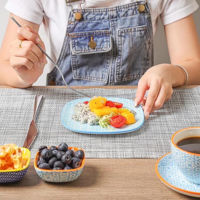 Selamica Porcelain Small Plates - 6 Inch Dessert, Appetizer & Salad Plates - Microwave & Dishwasher Safe - Set of 6 - Assorted Color