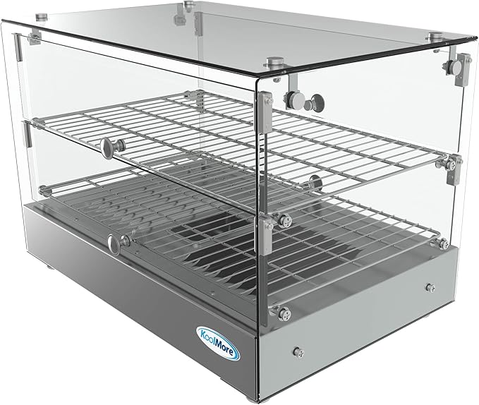 KoolMore - HDC-1.7C 22" Self Service 2 Shelf Commercial Countertop Food Warmer Display Case - 1.7. cu ft, Silver