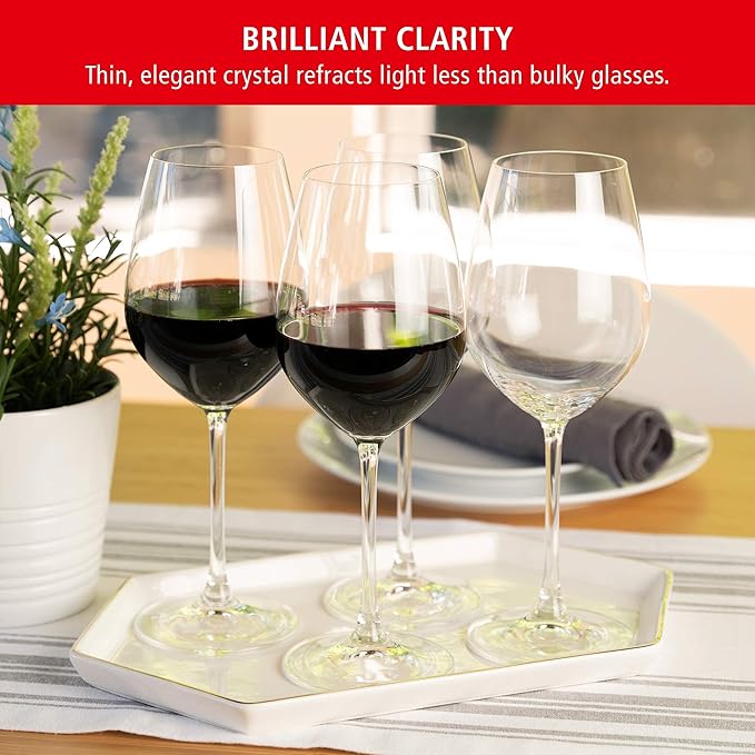 Spiegelau Salute Stemmed Red Wine Glasses, Lead-Free Crystal Wine Glasses for Pinot Noir, Cabernet, Wedding, Anniversary, Housewarming, Birthday Gifts, Elegant Glassware, Home Bar, 19.4 oz, Set of 4