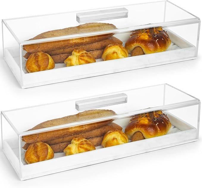 Acrylic Rectangular Cake Tray - Multifunctional Cake Stand with Cover Lid (2PCS)