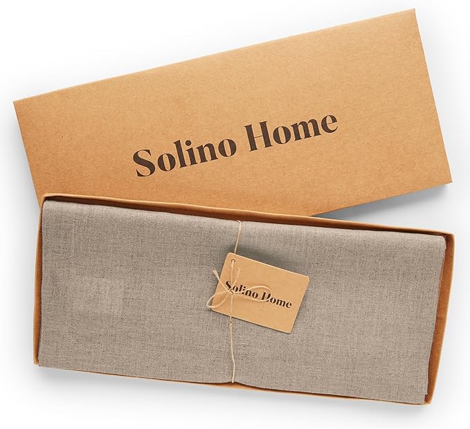 Solino Home Linen Natural Table Runner 108 Inches Long - 100% Pure Linen Dining Table Runner 14 x 108 Inch for Christmas, Holiday, New Year - Fete