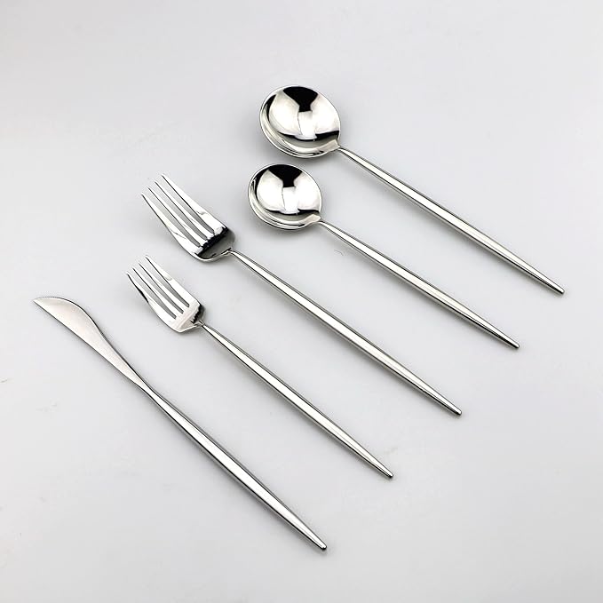 20-Piece Flatware Set, 18/10 Stainless Steel Dishwasher Safe, Mirror Polishing Silver