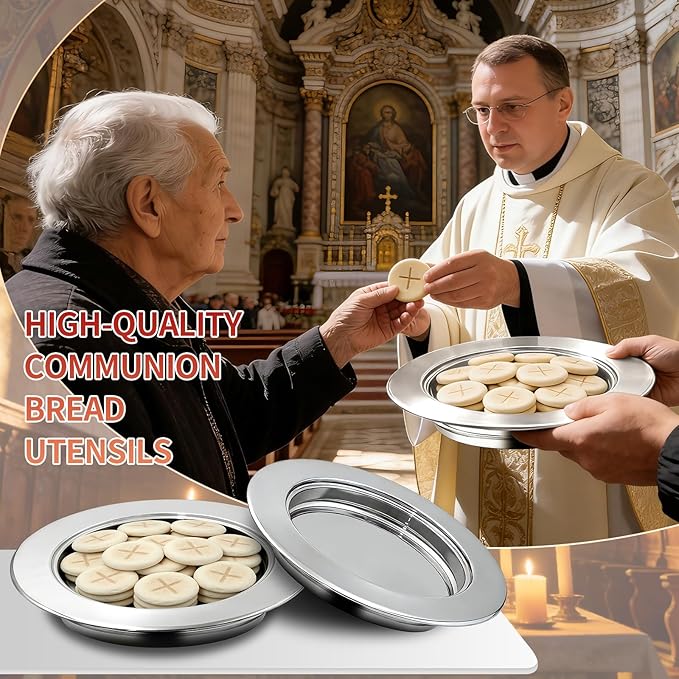 Bread Silver Premium Communion Trays for Churches, Stainless Steel Communion Set, Church Communion Bread and Serving Supplies