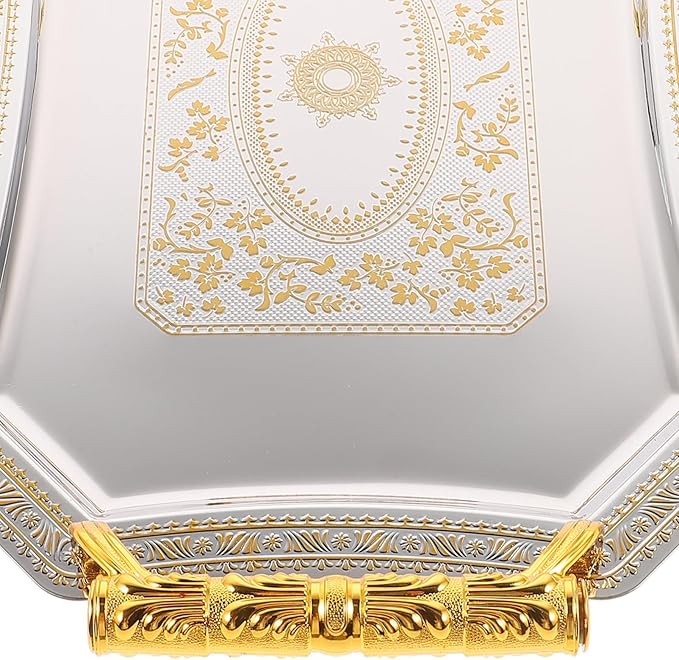VOSAREA Elegant Carved Fruit Serving Tray Snack Dish Dessert Plate Food Tray for Desktop Wedding Fruit