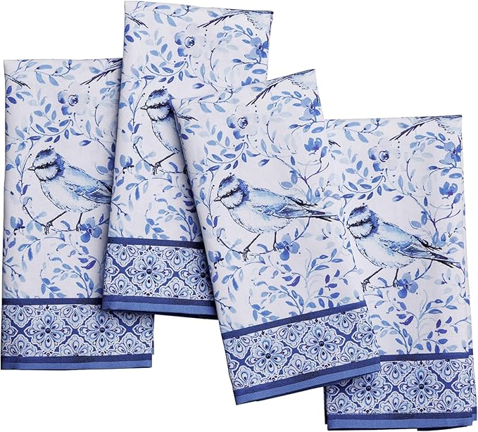 Maison d' Hermine Cloth Napkins Set of 4 100% Cotton Soft & Durable Everyday Reusable Square Napkins Cloth Washable, Dinner, Cocktail Party, Wedding, Restaurant (Dutch Base, 18" x 18")