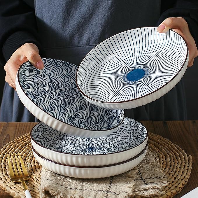 7-Inch Japanese vertical deep plate, household minimalist ceramic tableware - 2 waves