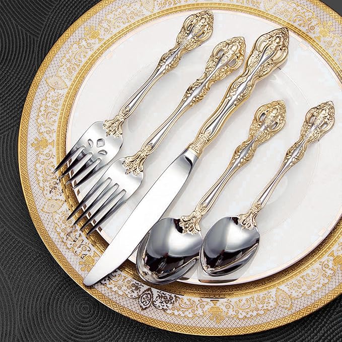 michelangelo cutlery set,18/10 stainless steel flatware sets, 40-piece service for 8 people,utensils tableware set for kitchen,dishwashe safe