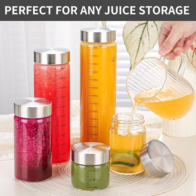 25 Oz Glass Juice Bottles, 2 Pack Glass Bottles with Lids, BPA Free, Borosilicate Glass, Leak Proof Lids for Juicing, Smoothies, Water Bottles, Food Storage, Shaker Bottles
