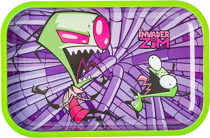 Silver Buffalo Invader Zim Tin Tray Featuring Zim and Gir, 11.3" x 7.4" x 1”