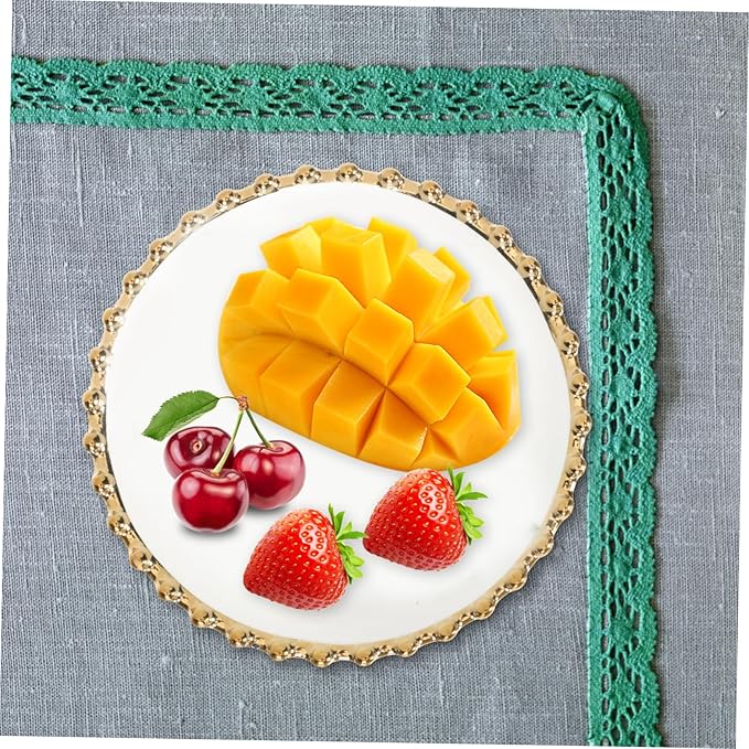 Ceramic Plate Gold Rim Decorative Dinnerware Suitable for Western Food Pasta Steak Pizza Salad Bread