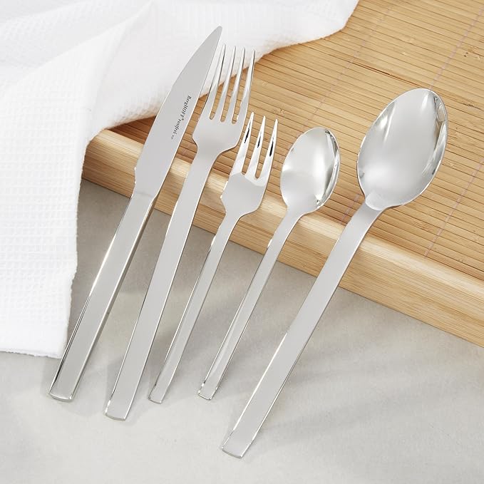 BergHOFF Essence 60Pc Flatware Set, 18/10 Stainless Steel, Ralph Kramer, Well-proportioned Look Precise, Harmonious, Silver
